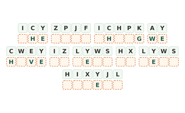 Famous quotation cryptogram worksheet: thirty five code tiles in ten words with five letters given away, printed with its key.