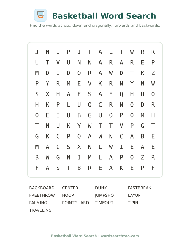 Basketball word search