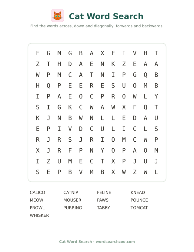 Cat word search