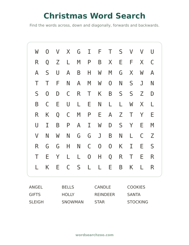 Christmas word search