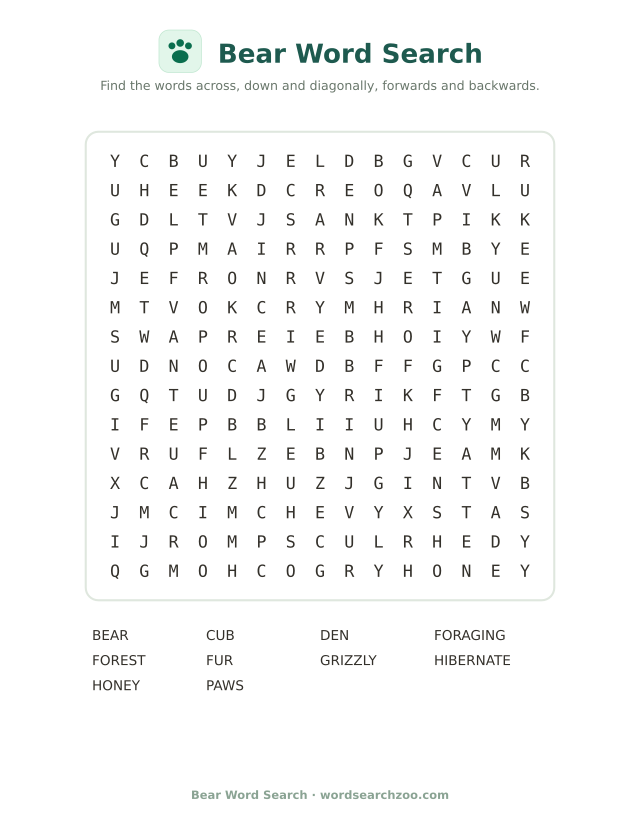 Bear word search