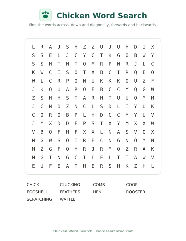 Chicken word search