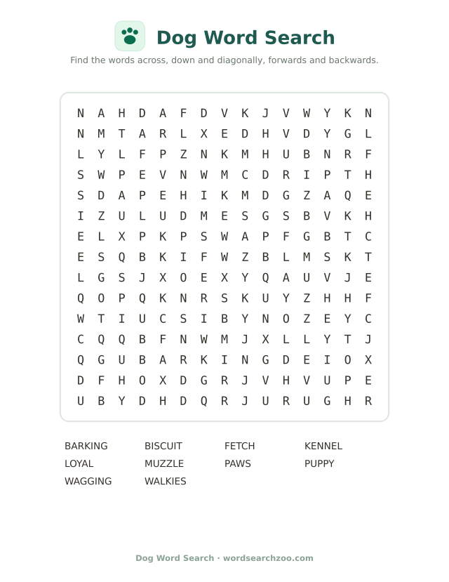 Dog word search