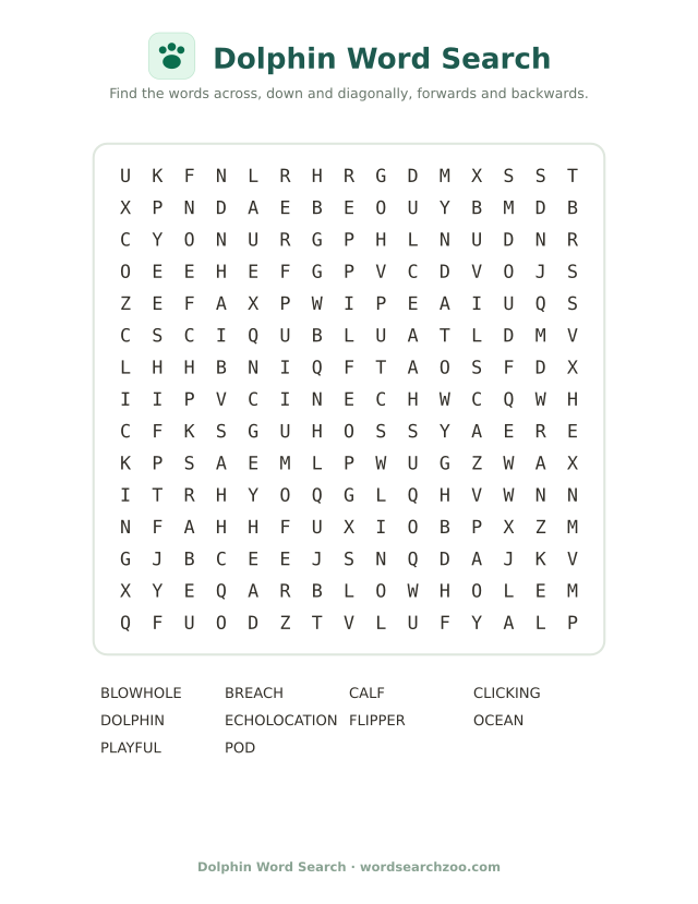 Dolphin word search