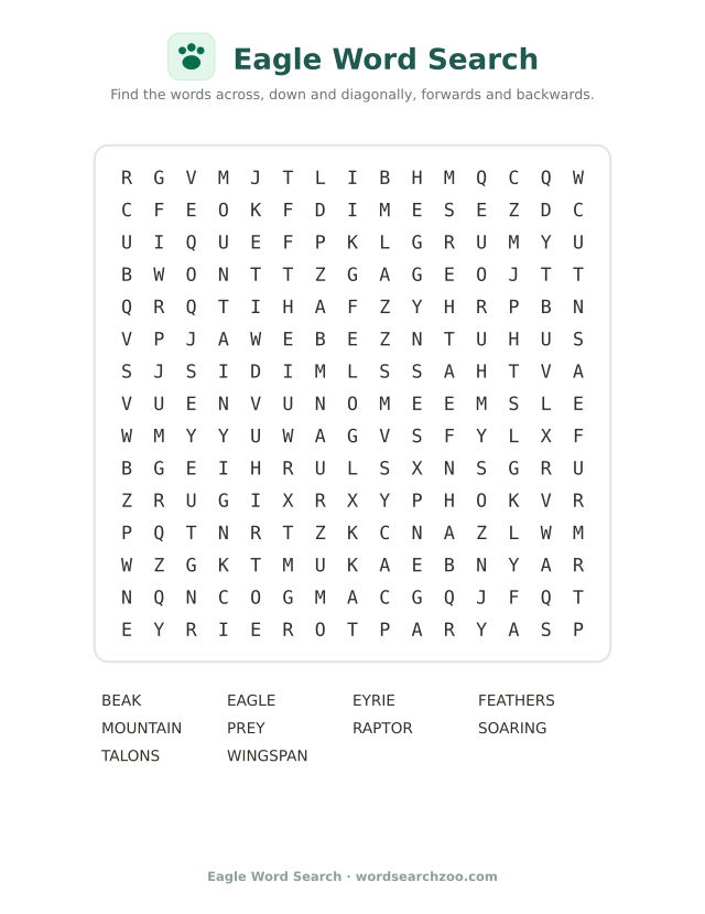 Eagle word search