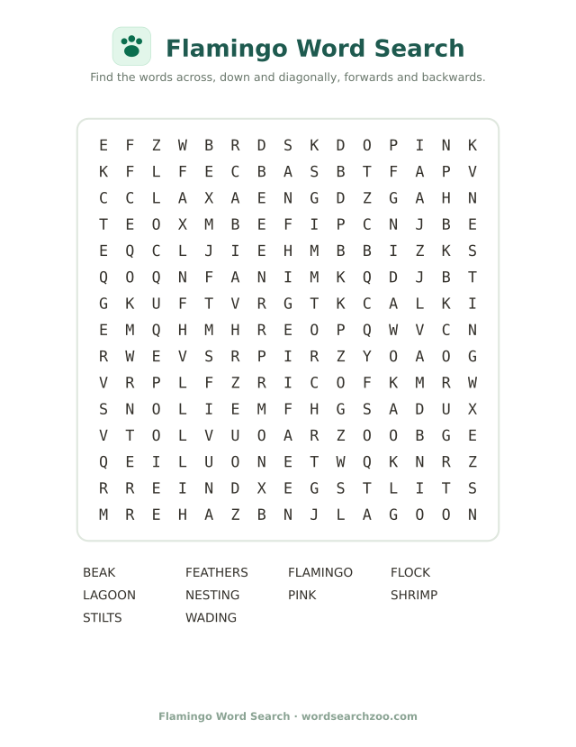 Flamingo word search