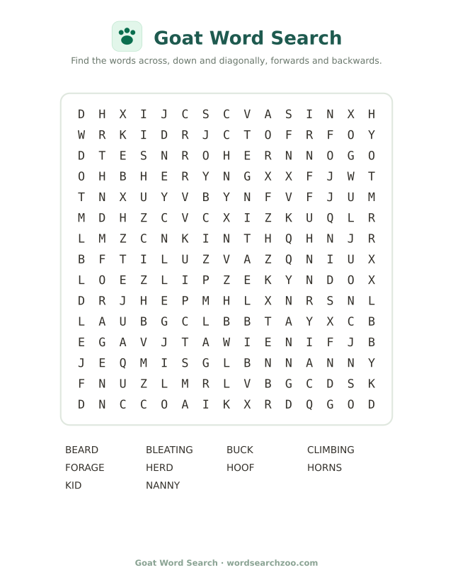 Goat word search