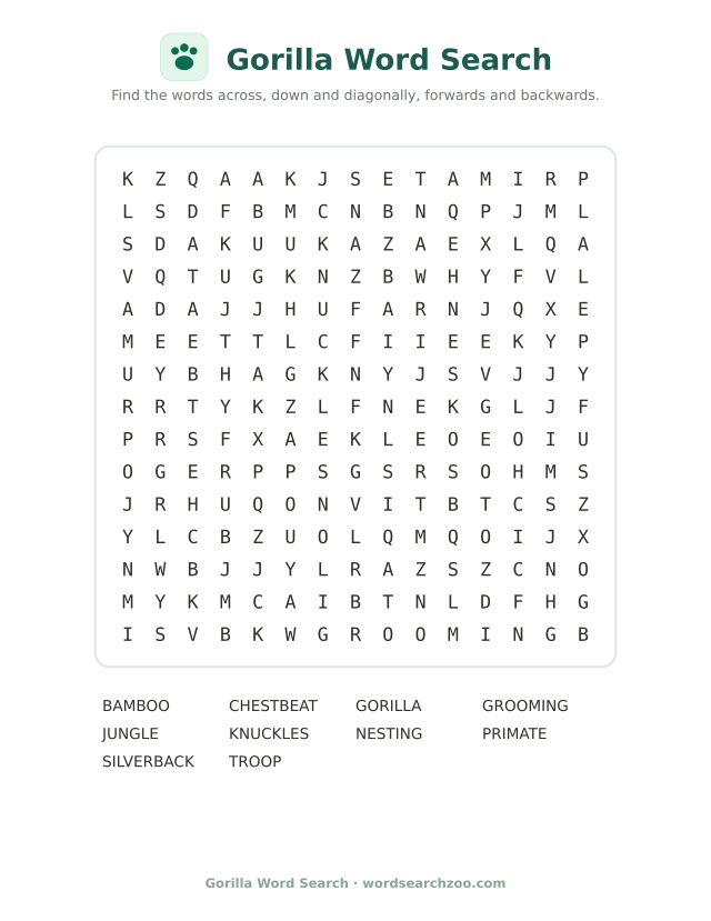 Gorilla word search