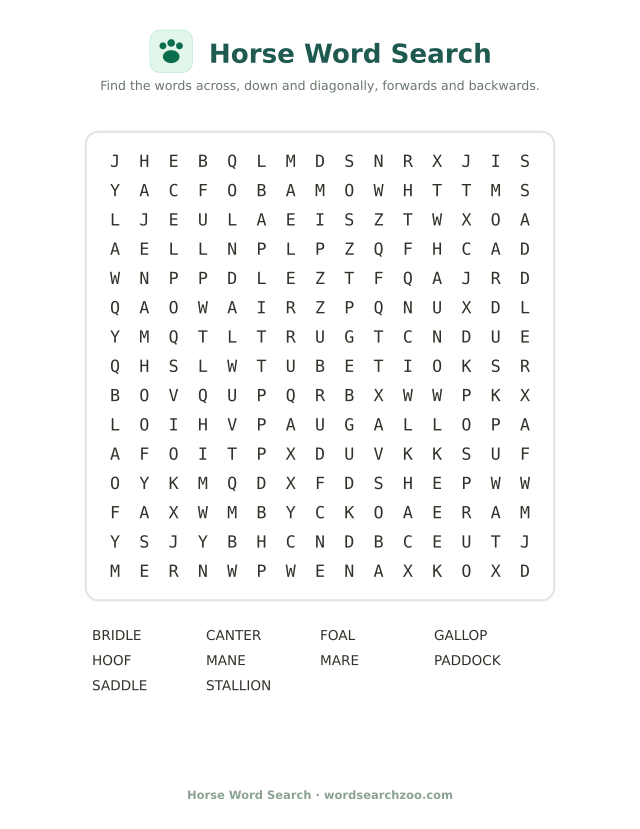 Horse word search