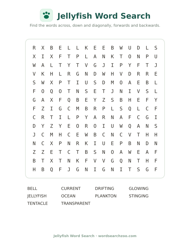 Jellyfish word search