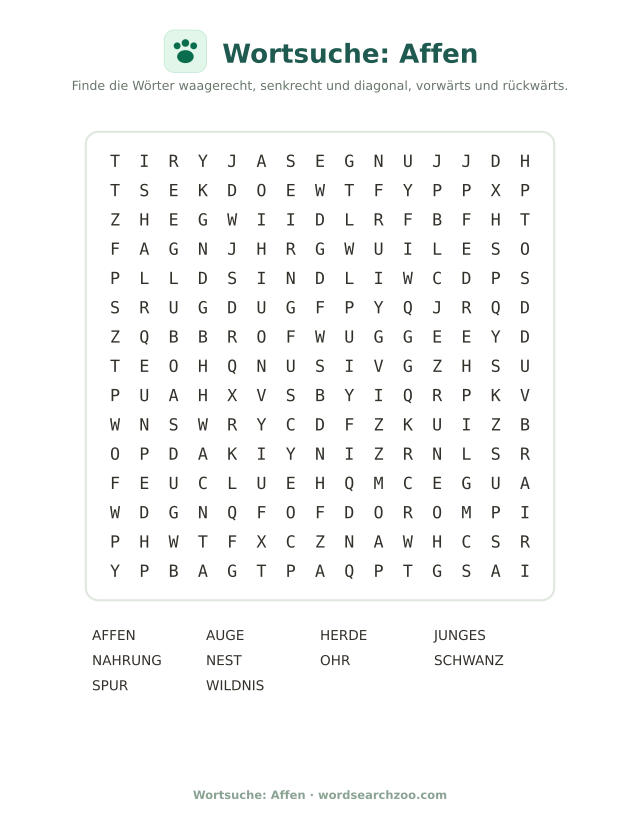 Wortsuche: Affen