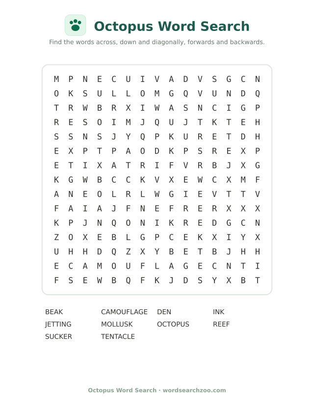 Octopus word search