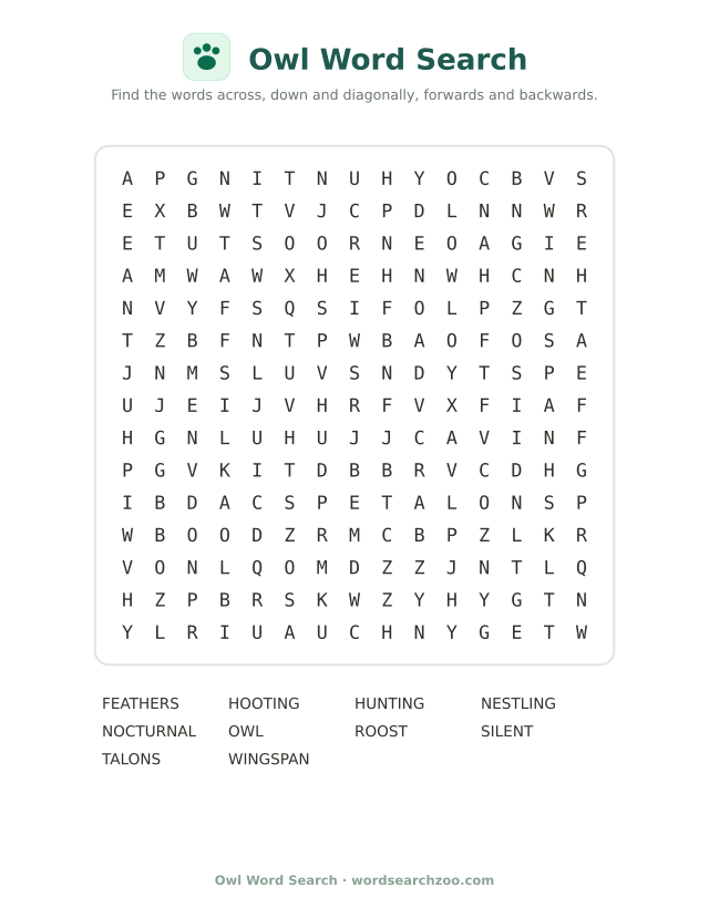 Owl word search