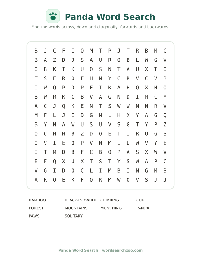 Panda word search