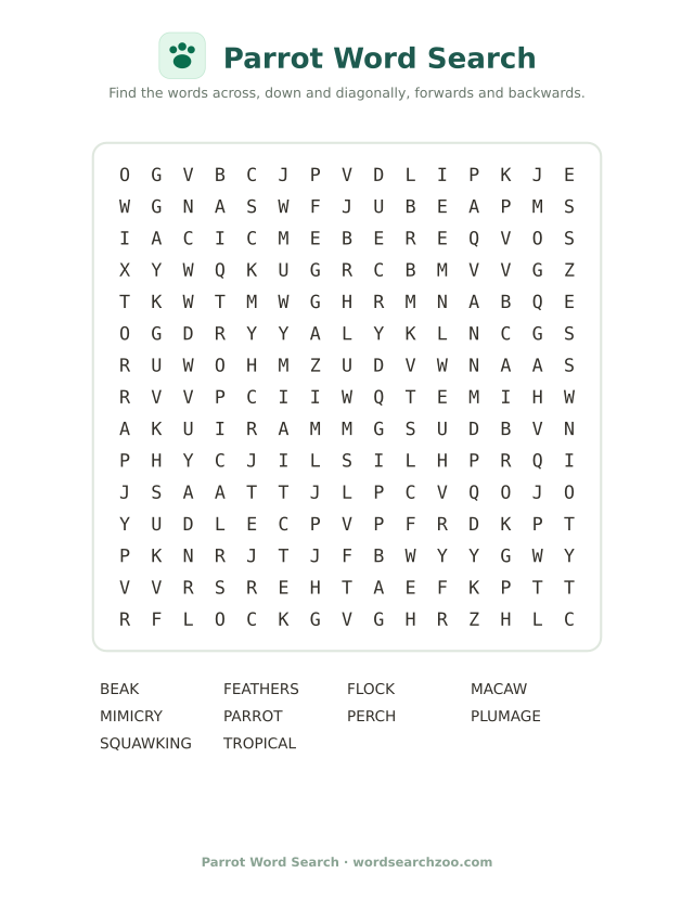 Parrot word search