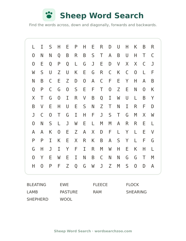 Sheep word search