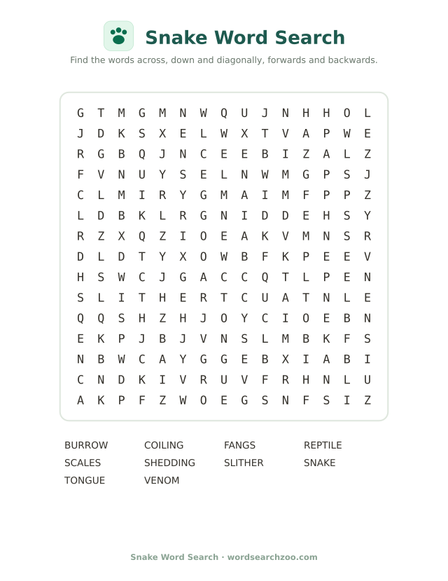 Snake word search