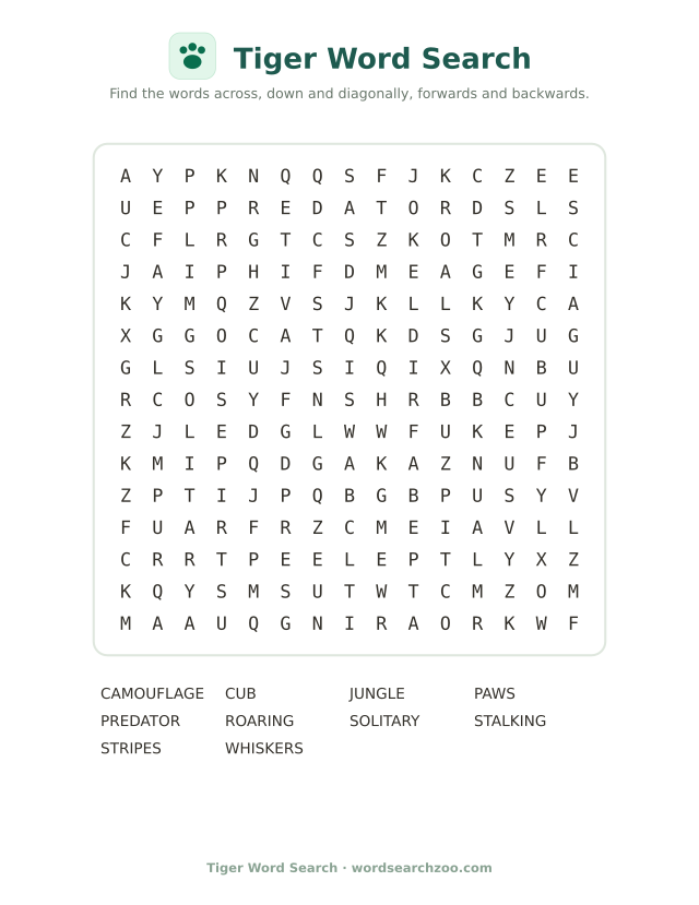 Tiger word search