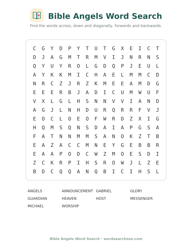 Bible Angels word search