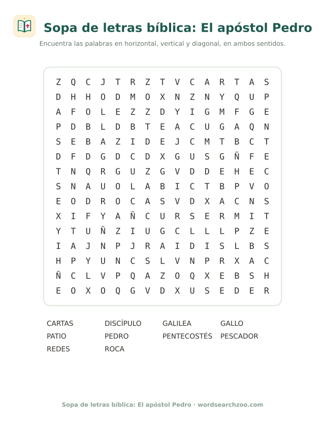 Sopa de letras bíblica: El apóstol Pedro