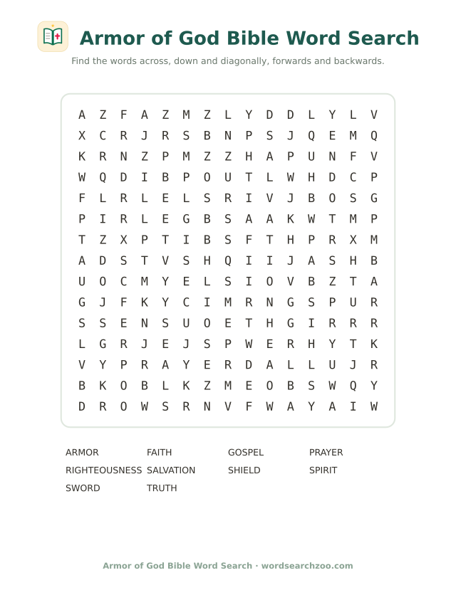 Armor of God Bible word search
