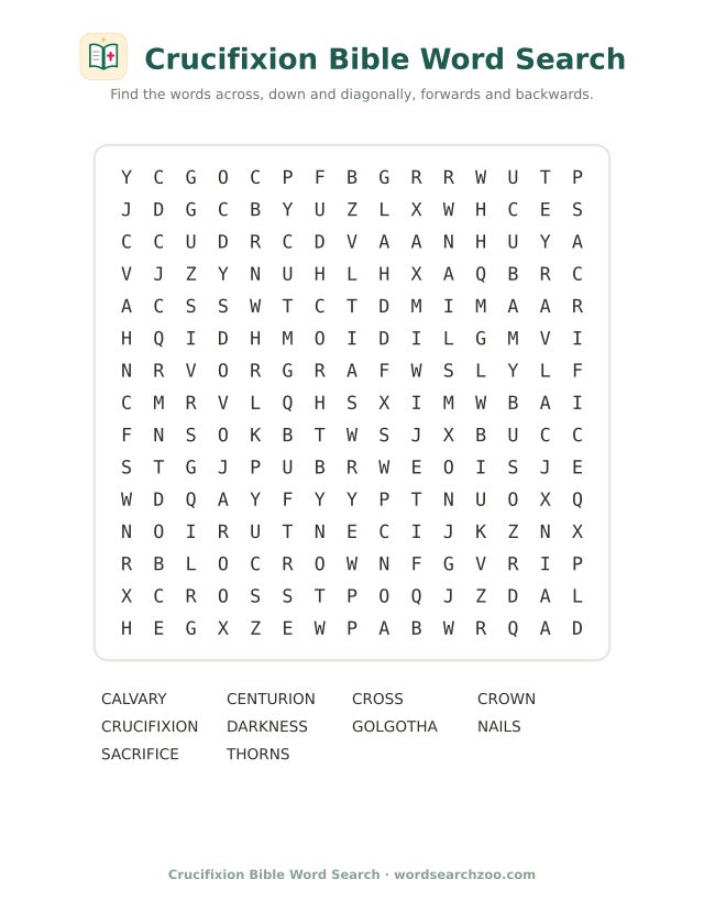 Crucifixion Bible word search
