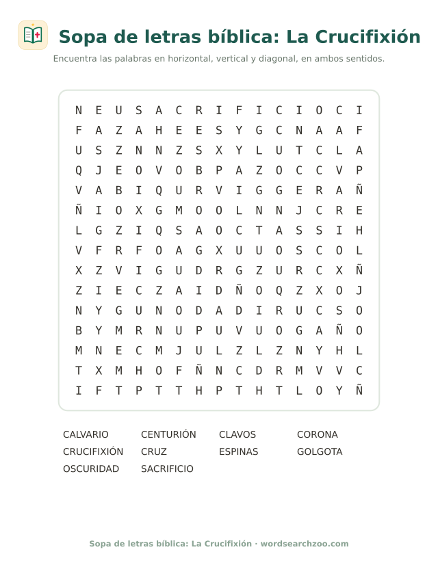 Sopa de letras bíblica: La Crucifixión
