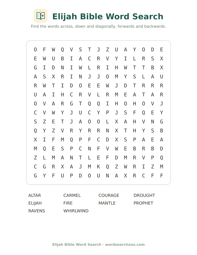 Elijah Bible word search