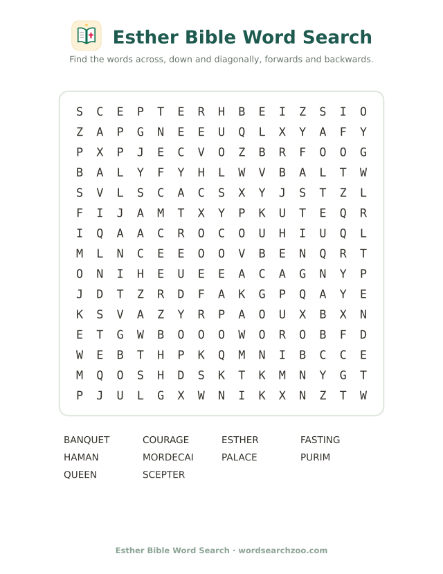Esther Bible word search