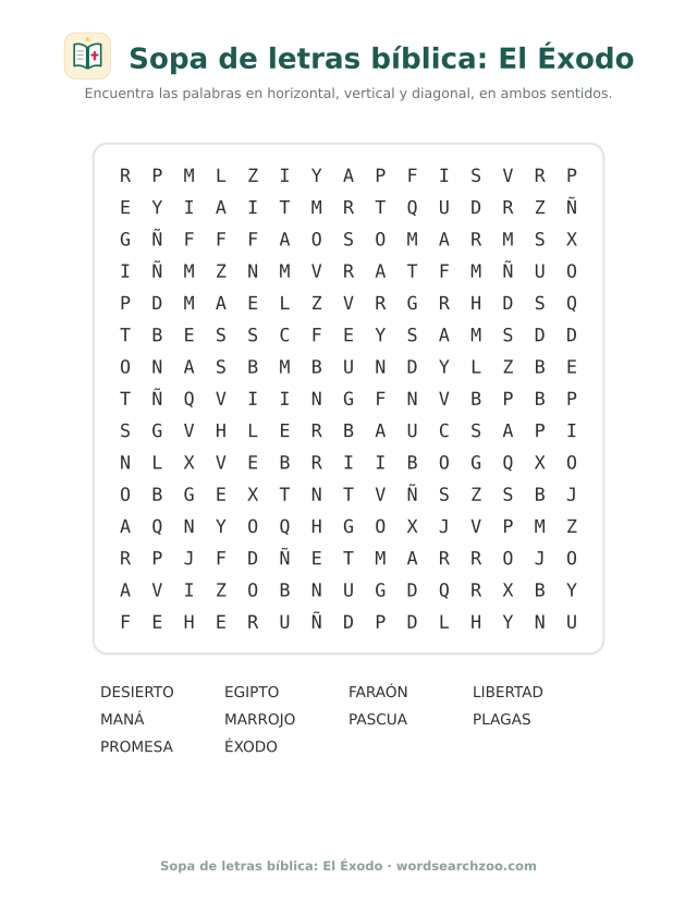 Sopa de letras bíblica: El Éxodo