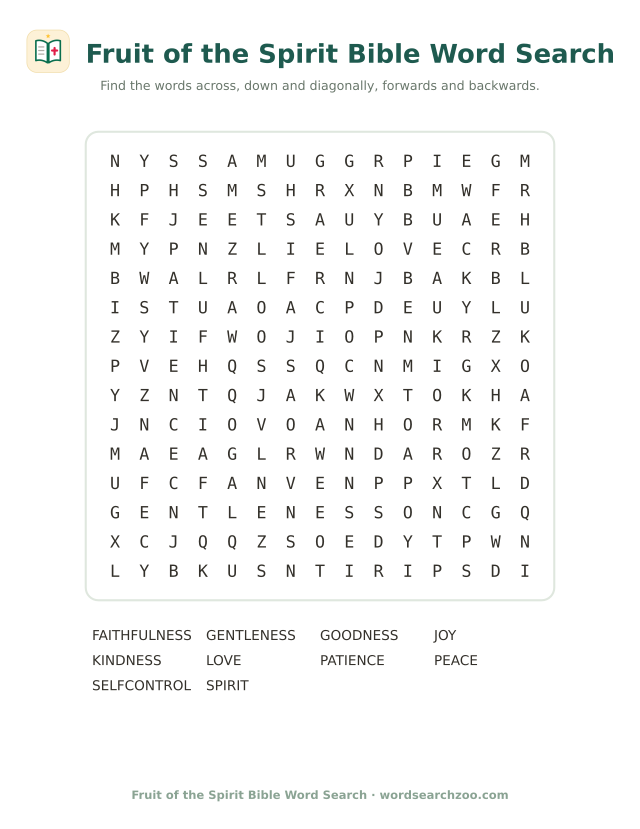 Fruit of the Spirit Bible word search