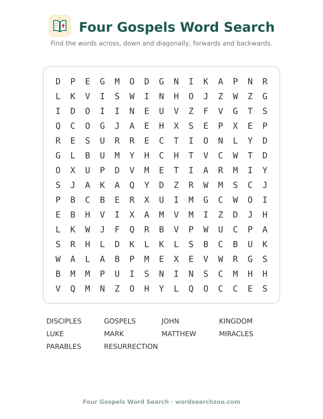 Four Gospels word search