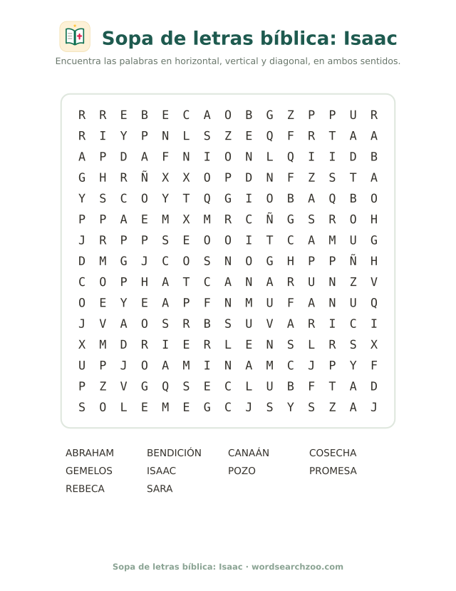 Sopa de letras bíblica: Isaac