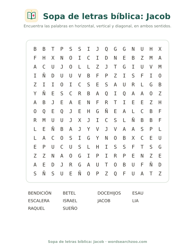 Sopa de letras bíblica: Jacob