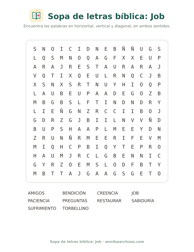 Sopa de letras bíblica: Job