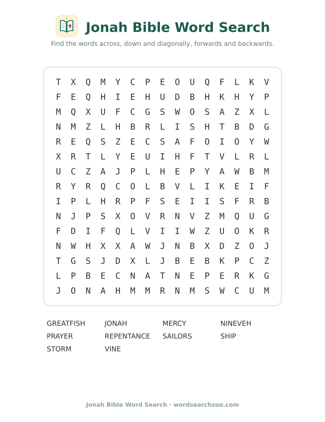 Jonah Bible word search