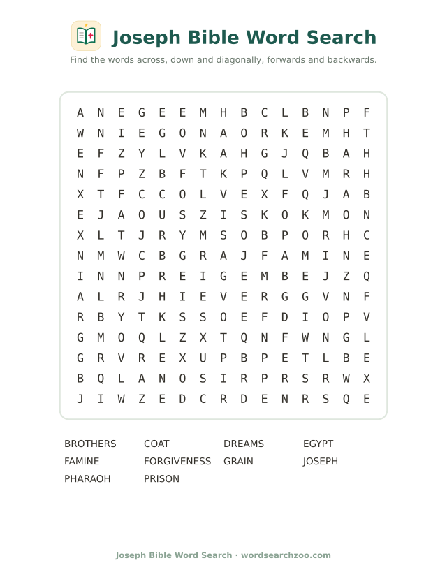 Joseph Bible word search