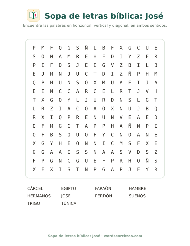 Sopa de letras bíblica: José