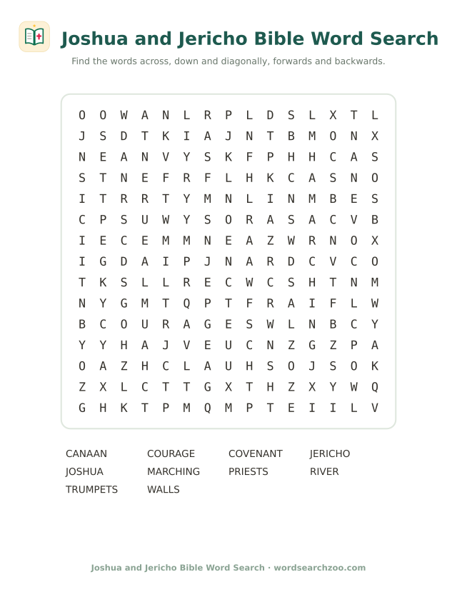 Joshua and Jericho Bible word search