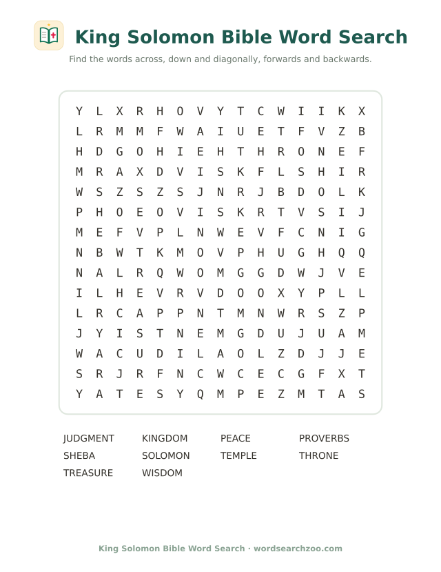 King Solomon Bible word search