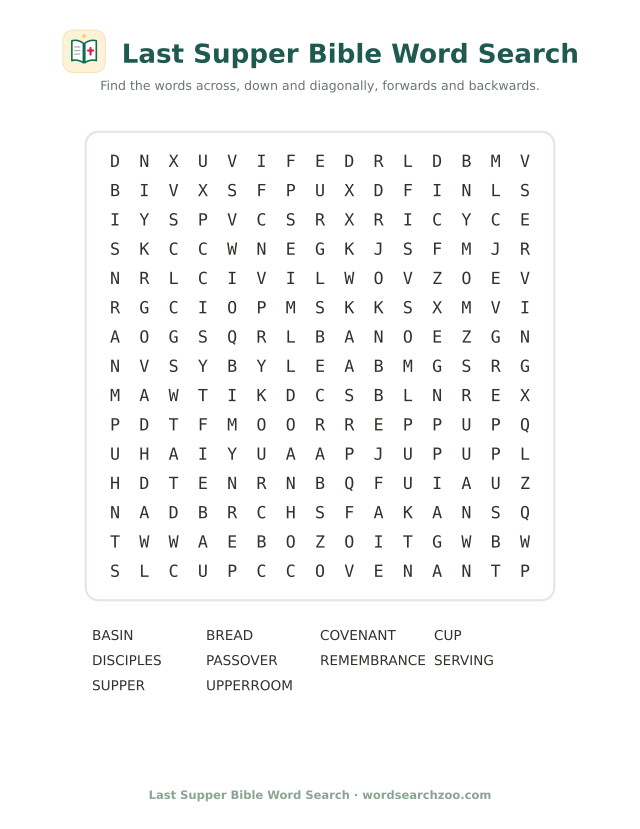 Last Supper Bible word search