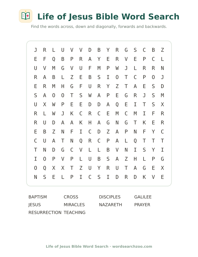 Life of Jesus Bible word search