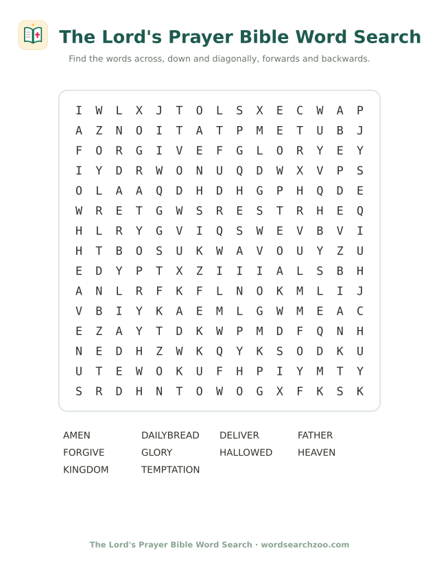 The Lord's Prayer Bible word search