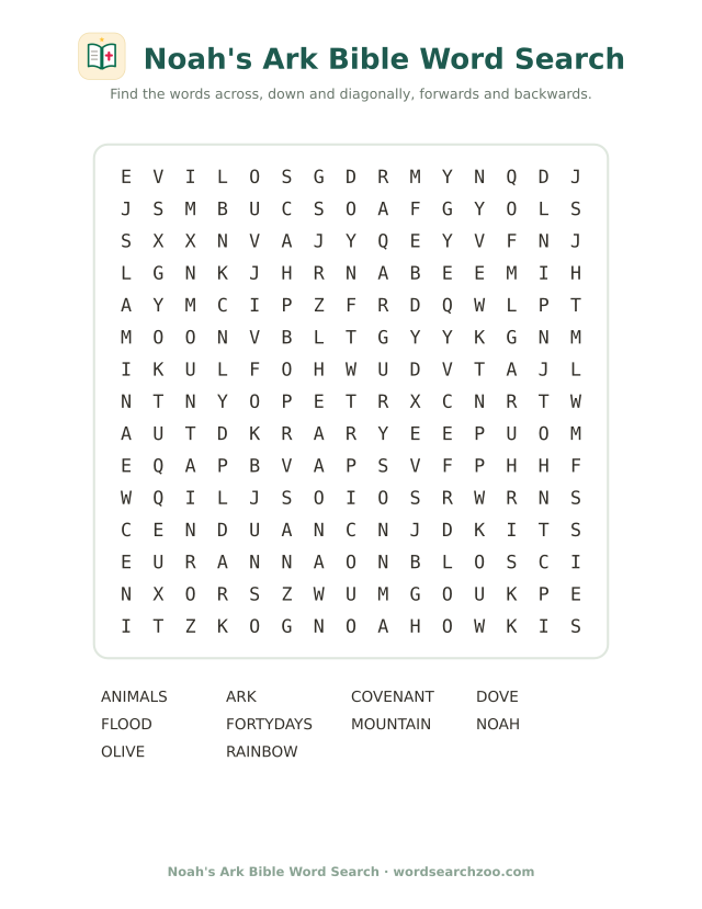 Noah's Ark Bible word search