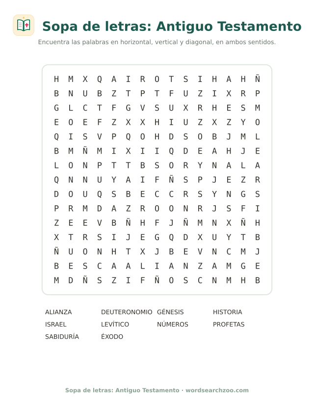 Sopa de letras: Antiguo Testamento