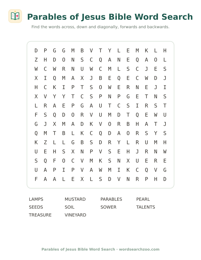 Parables of Jesus Bible word search