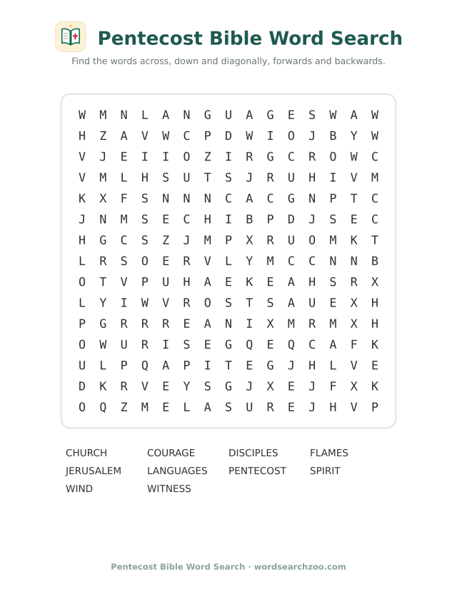 Pentecost Bible word search