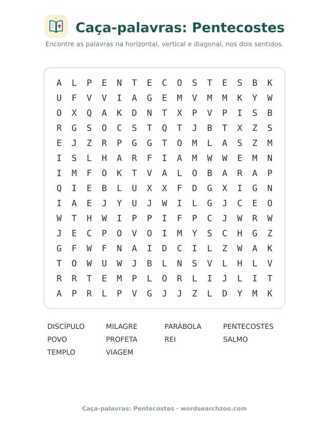 Caça-palavras: Pentecostes