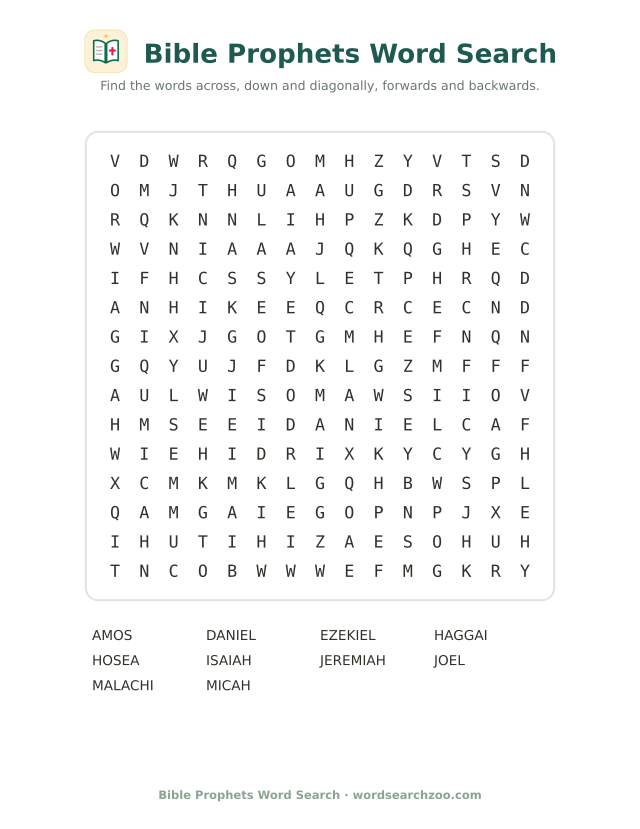 Bible Prophets word search