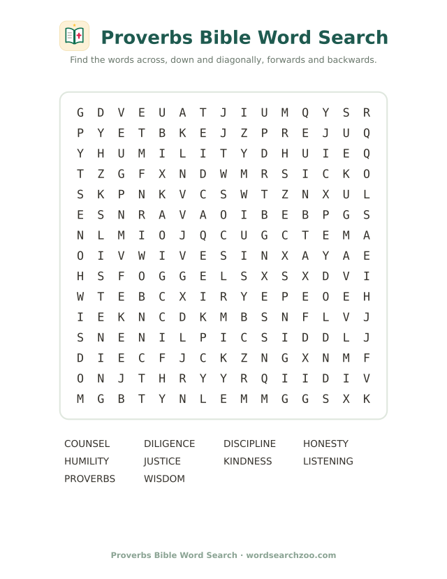 Proverbs Bible word search